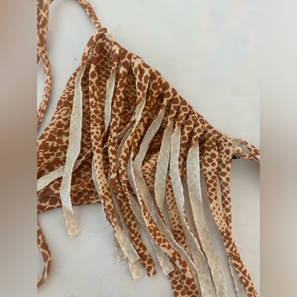 Acacia Swimwear size p XS mud snake fringe triangle top bikini - Picture 3 of 4